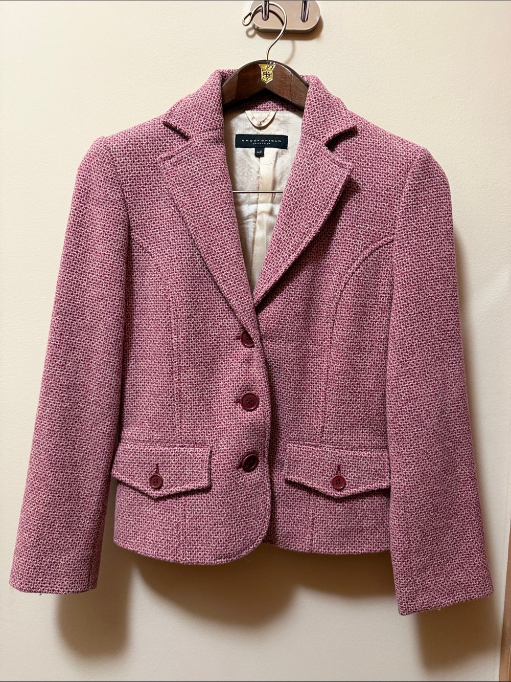 Brooksfield Pink Textured Tweed Blazer
